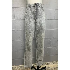 Vintage 1980s Gray Acid Wash Stonewashed Spandex Jeans High Waist